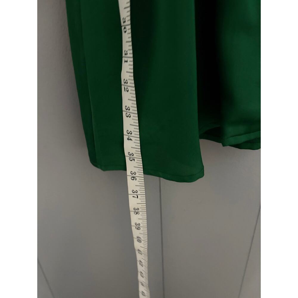 Modcloth Gilli Green Satin Long Sleeve Button-down Party A-line Dress M - Picture 5 of 9